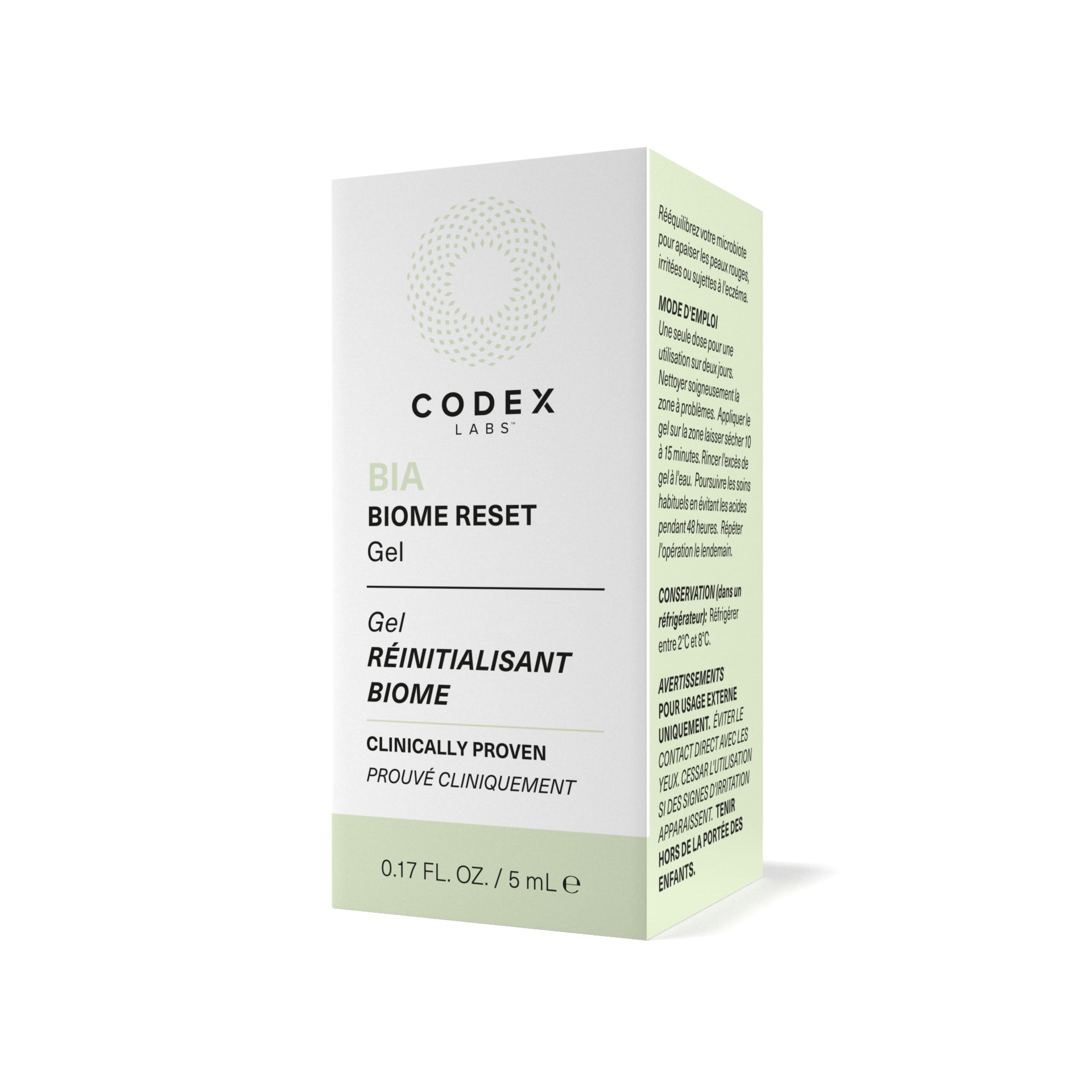Box of Codex Labs Biome Reset Gel on a white background